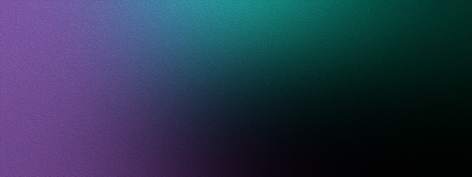 Purple to Teal Green Abstract Gradient Background - Moody Textured Wide Banner Backdrop Fading to Black