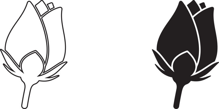 Minimalist lotus flower line drawing with elegant stems and leaves. Simple botanical illustration for clean branding and spiritual designs.