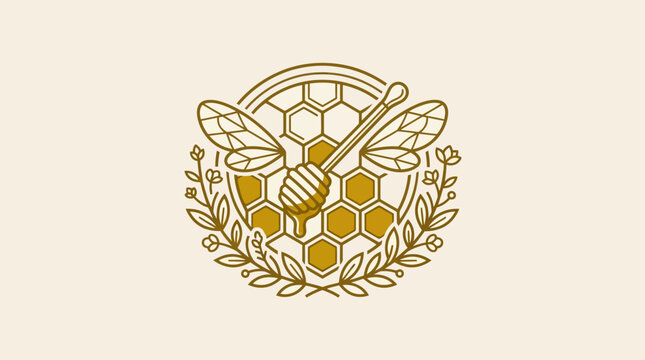 Bee Honeycomb Insect Icon Illustration.