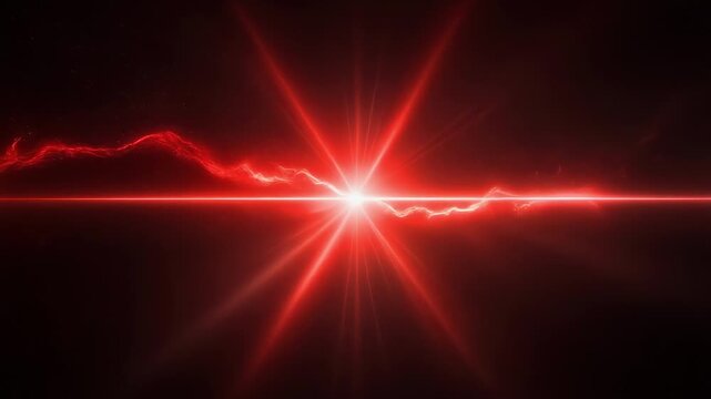 Radiant red light beam cutting through dark space creating dynamic glowing energy effect