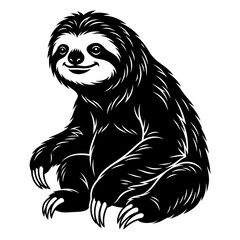 Fototapeta premium Cute black sloth vector illustration sitting calmly. Adorable slow-moving animal graphic for kids' designs and wildlife themes.