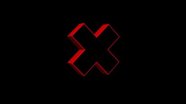 red cross on black background