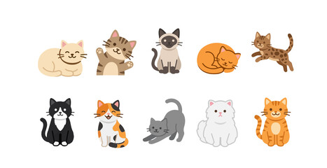 Obraz premium Cute Cat Clipart Bundle for Stickers