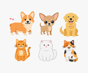 Fototapeta premium Funny Kitty Character Clipart Set