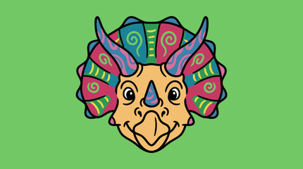 Colorful geometric triceratops dinosaur head illustration. © Bakori