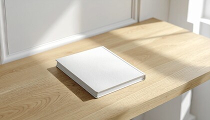 Fototapeta premium Blank White Paper Pouch Packaging Mockup on Elegant White Marble Texture Background
