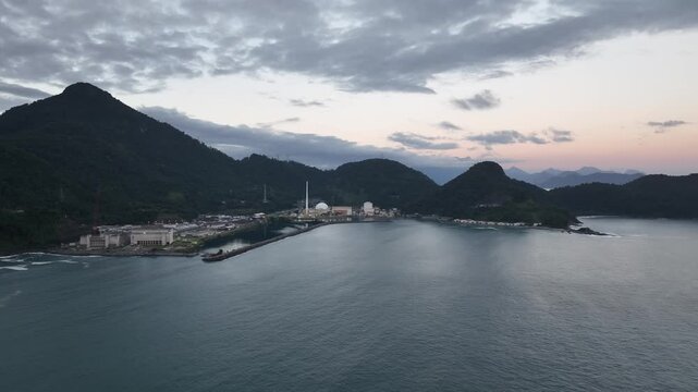 Operational nuclear power plant. Aerial view. Angra dos Reis.