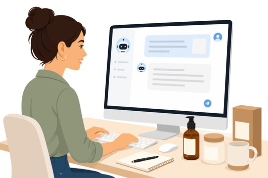 small business owner ai assistant modern workspace generate advertising analysis information conversation