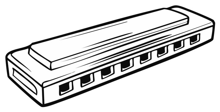 Black and White Harmonica Illustration Harmonica Player Musical Instrument Graphic