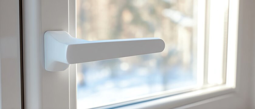 Close-up of a modern window handle design.