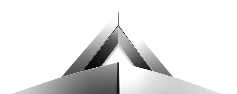 Minimal perspective glass tower icon, premium metallic finish, isolated white logo style, 32k ultra HD
