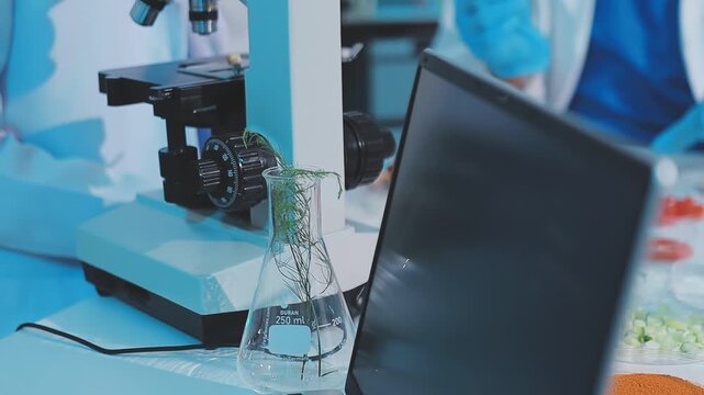 Lab technician analyzing food additives in a sterile environment, food safety, scientific food innovation
