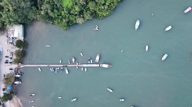 Paraty beaches, Boqueir&atilde;o Beach. Aerial view, establishing shot.
