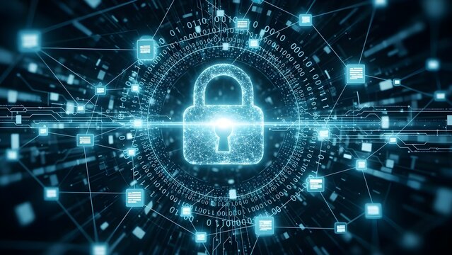 Digital Cybersecurity Shield Representing Advanced Network Protection and Neural Data Encryption Technology for Secure Global Information Systems