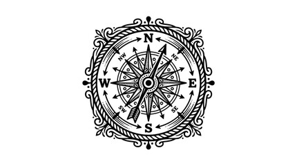 Naklejka premium Vintage Compass Rose Nautical Navigation Symbol