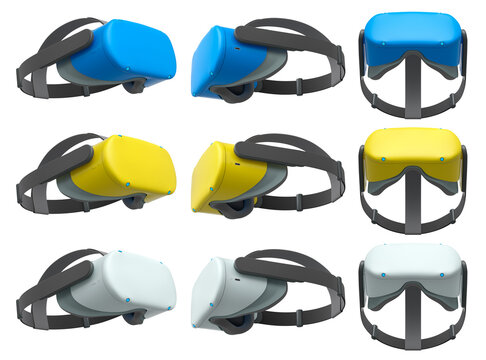 Virtual reality glasses and headset isolated on white background with clipping path
