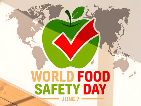 World food safety day concept with apple icon and checkmark graphic checkmark nutrition standard