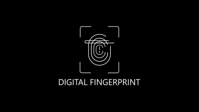  DIGITAL FINGERPRINT.animation lock and shield symbol for cybersecurity and privacy concepts lock shield symbol
