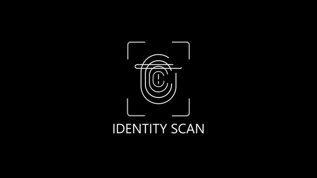  IDENTITY SCAN.animation lock and shield symbol for cybersecurity and privacy concepts lock shield symbol