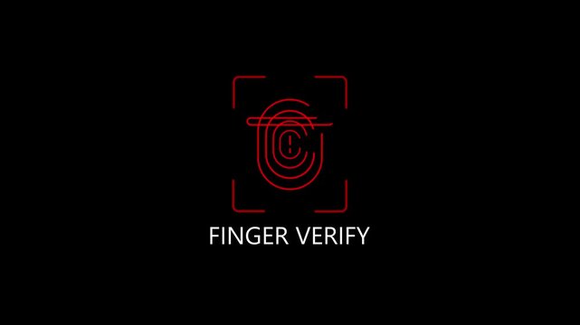 FINGER VERIFY RED. animation lock and shield symbol for cybersecurity and privacy concepts lock shield symbol