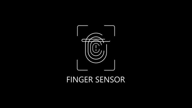 FINGER SENSOR.animation lock and shield symbol for cybersecurity and privacy concepts lock shield symbol