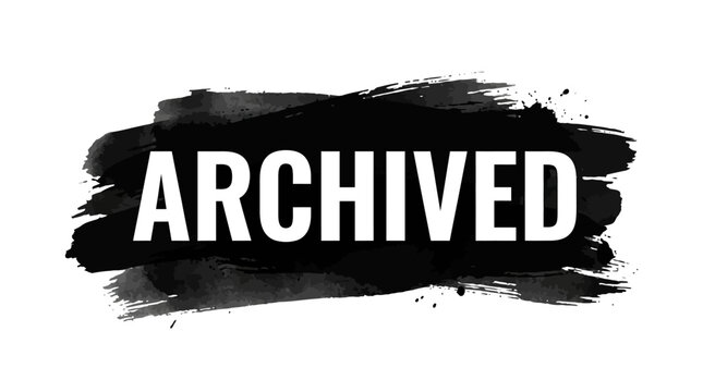 Archived word on black ink brush stroke, graphic design