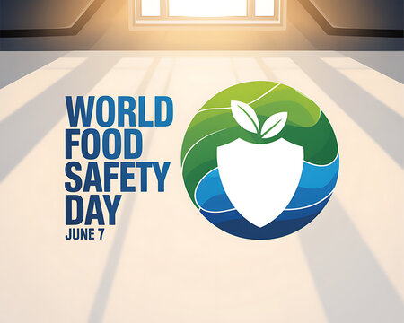 World food safety day graphic with protective shield and leaves over earth concept, protection