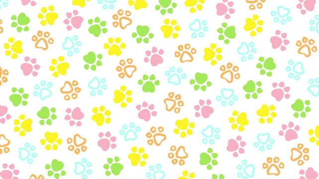 Pet dog cat paw prints pattern background