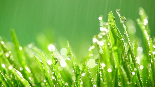 green grass with dew drops