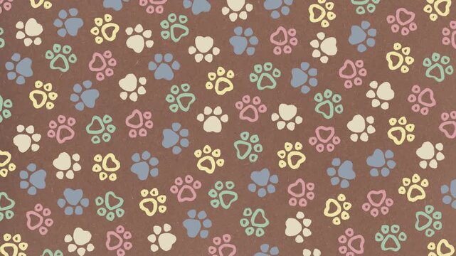 Pet dog cat paw prints pattern background