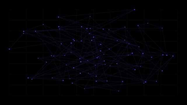 Abstract data visualization scatter plot with blue points on black grid background