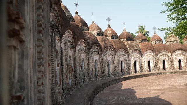 This place is named "108 Shiva Temples" because it consists of 108 Shiva temples. It is located in Kalna, in the Bardwan district of West Bengal.