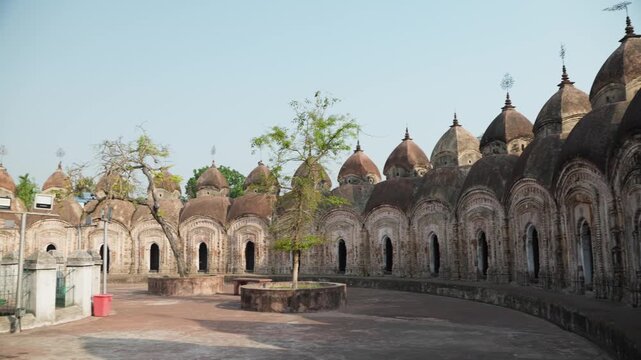 This place is named "108 Shiva Temples" because it consists of 108 Shiva temples. It is located in Kalna, in the Bardwan district of West Bengal.
