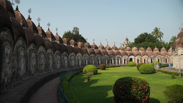 This place is named "108 Shiva Temples" because it consists of 108 Shiva temples. It is located in Kalna, in the Bardwan district of West Bengal.
