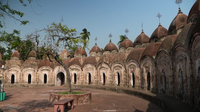 This place is named "108 Shiva Temples" because it consists of 108 Shiva temples. It is located in Kalna, in the Bardwan district of West Bengal.