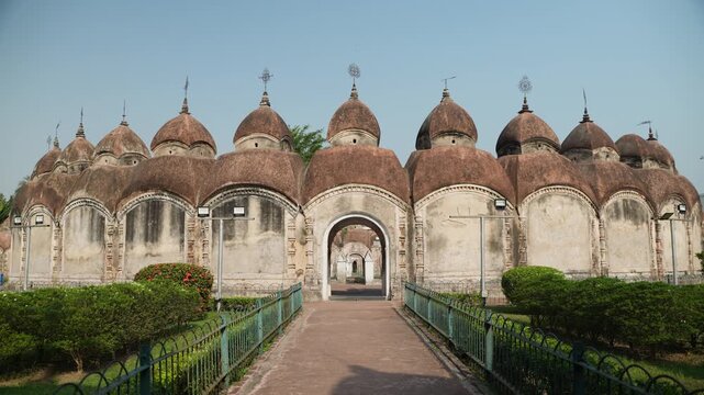 This place is named "108 Shiva Temples" because it consists of 108 Shiva temples. It is located in Kalna, in the Bardwan district of West Bengal.