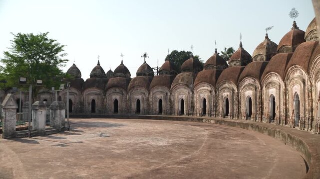 This place is named "108 Shiva Temples" because it consists of 108 Shiva temples. It is located in Kalna, in the Bardwan district of West Bengal.