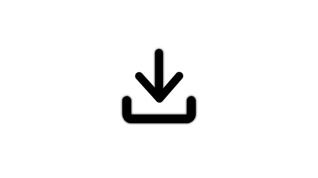 Minimalist black download icon animation isolated on a clean white background for user interface design loading and saving motion graphics