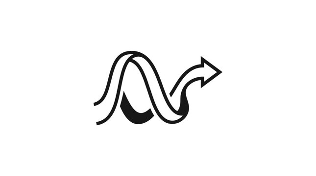 Black and white arrow symbol icon.