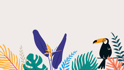 Colorful tropical summer desktop wallpaper, beige design © Rawpixel.com