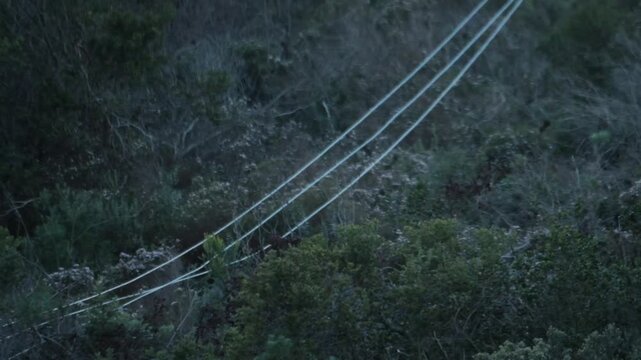 High voltage power cables laying on the ground