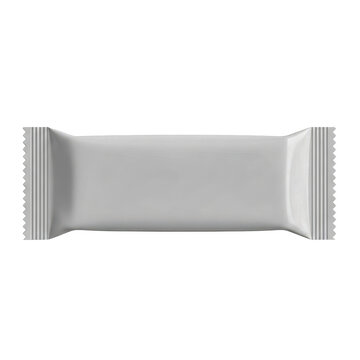 Blank silver snack bar wrapper for food packaging design isolated on transparent background