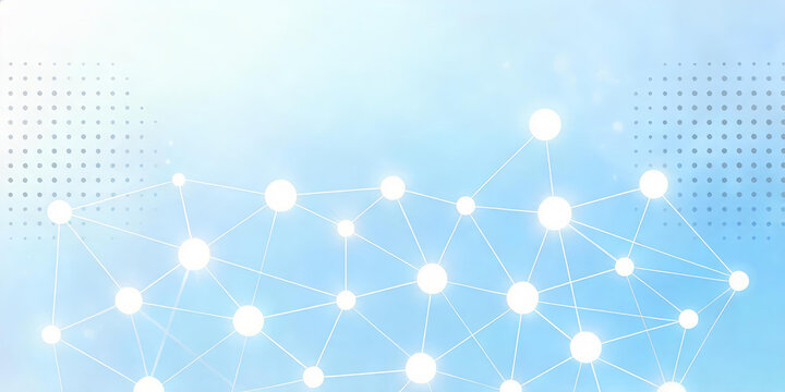 An abstract digital network of connected glowing nodes, representing modern technology, data links, and global digital communication systems.
