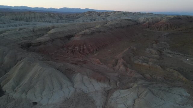 Aerial shot of Aktau Mountains, Altyn Emel National Park, Kazakhstan