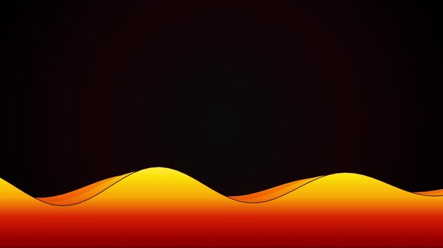 Undulating orange-yellow waves against solid black background with smooth gradient edges
