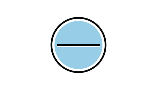 Simple vector icon of a black minus sign inside a light blue circular button with a black outline border.