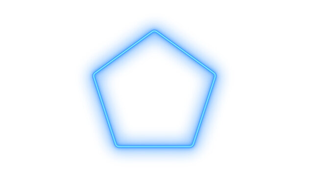 Glowing neon pentagon shape icon isolated on transparent background. Geometric symbol. Blue polygon line. Futuristic frame. Minimalist UI element