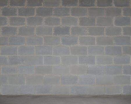 Gray Cinder Block Wall with Rough Mortar Creates Clean Industrial Warehouse Texture Background Photography Design