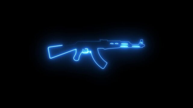 Animated Ak47 gun on black background