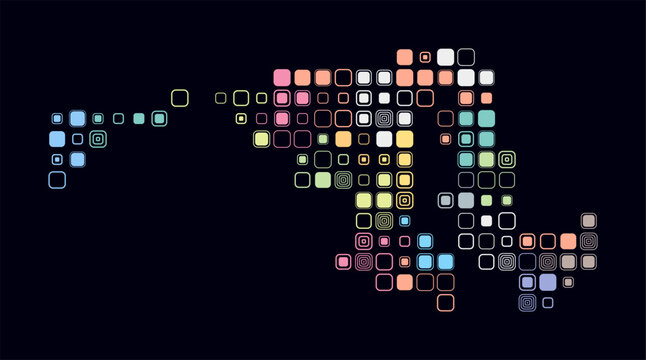 Maryland, shape of the state build of colored cells. Digital style map of the Maryland on dark background. Large size rounded square blocks. Stylish vector illustration.
